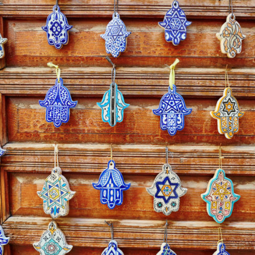 Selection of traditional Middle Eastern amulets, hamsa